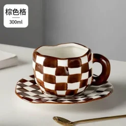 Kawaii Blumen Keramik Tassen Set mit Löffelschale - Süße Kaffeetassen