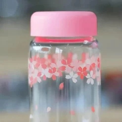 Kawaii Sakura Glas-Wasserflasche – süßes Cartoon-Tier-Design, 310 ml