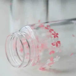 Kawaii Sakura Glas-Wasserflasche – süßes Cartoon-Tier-Design, 310 ml