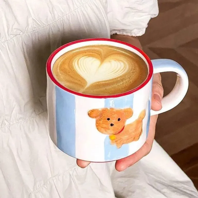 Kawaii Tier-Trinkgeschirr-Set – Süßer Hundebecher und Teller