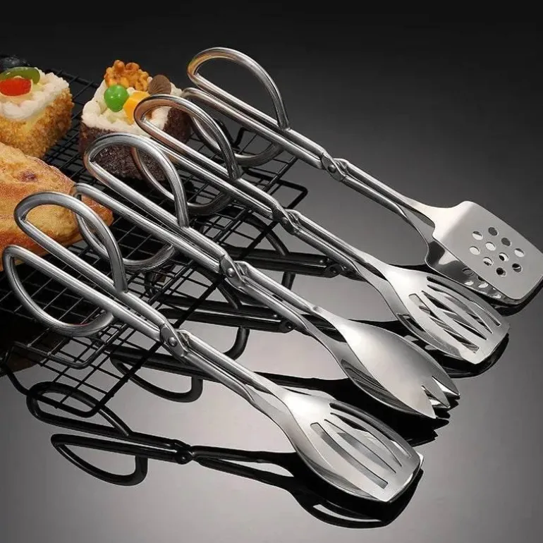 Küchenschere aus Edelstahl – Mehrzweck-Lebensmittelzange für Grill, Barbecue und Gebäck