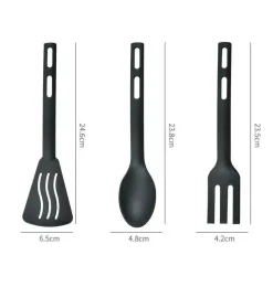 Küchenutensilien-Set aus Silikon – tragbarer Campingspatel und Schlitzlöffel