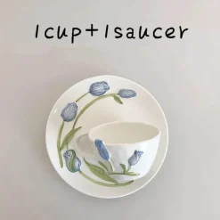 Keramik Rosa Tulpe Teetasse Kuchenteller - Küchenzubehör-Set