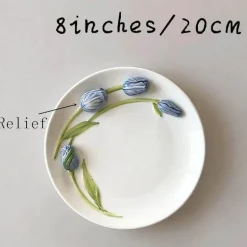 Keramik Rosa Tulpe Teetasse Kuchenteller - Küchenzubehör-Set
