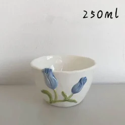 Keramik Rosa Tulpe Teetasse Kuchenteller - Küchenzubehör-Set