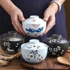 Keramik-Eintopf mit Deckel – 425 Mehrzweck-Suppenschüssel