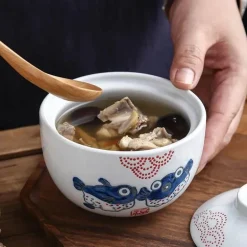 Keramik-Eintopf mit Deckel – 425 Mehrzweck-Suppenschüssel