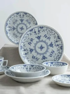 Keramik-Essset – Elegante blau-weiße Geschirrkollektion