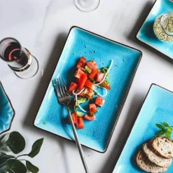 Keramik-Geschirrset – Blaues Eis-Knisterglasur-Design