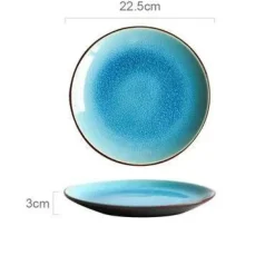 Keramik-Geschirrset – Blaues Eis-Knisterglasur-Design