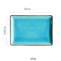 Keramikgeschirrset mit rissiger Glasur in Blau