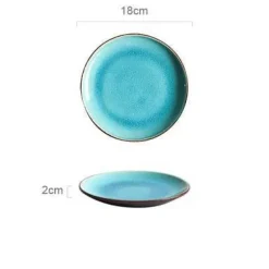 Keramikgeschirrset mit rissiger Glasur in Blau