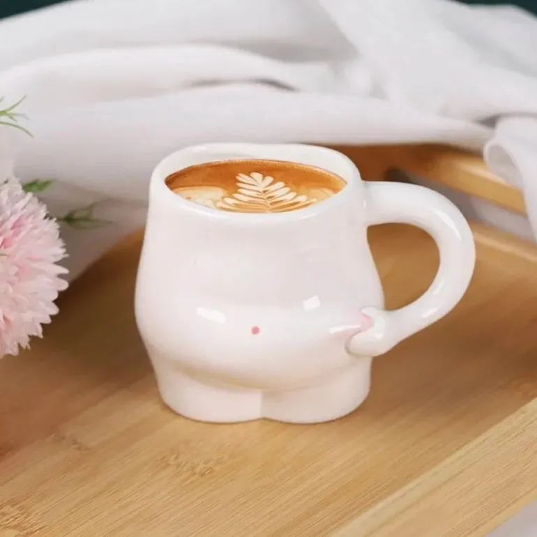 Keramik-Kaffeetasse mit Aufschrift „Big Belly Fat“ – lustiges Design