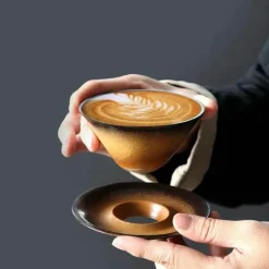 Keramik-Kaffeetasse und Untertassen-Set – Stilvolle Latte- und Teetasse