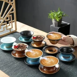 Keramik-Kaffeetasse und Untertassen-Set – Stilvolle Latte- und Teetasse