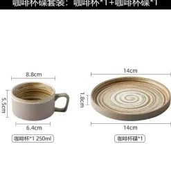 Keramik-Kaffeetassen-Set – Einzigartige Frühstückstassen mit Schale