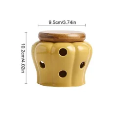 Keramik-Knoblauchbehälter mit Deckel – hohles, durchbrochenes Vorratsglas für frischen Knoblauch