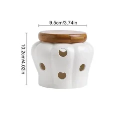 Keramik-Knoblauchbehälter mit Deckel – hohles, durchbrochenes Vorratsglas für frischen Knoblauch