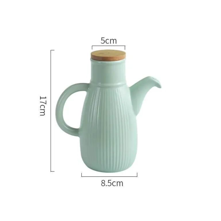 Keramik-Ölflasche – Stilvolles gestreiftes Küchendekor