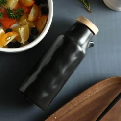 Keramik-Ölflaschen-Set – Schwarz-Weiß-Küchendekor