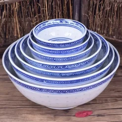 Keramikschale mit Drachenmotiv – Blau-weißes Reis-, Suppen- und Salatgericht