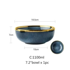 Keramikschalen-Set mit blauem Farbverlauf – elegante Ess- und Dessertteller