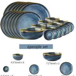 Keramikschalen-Set mit blauem Farbverlauf – elegante Ess- und Dessertteller