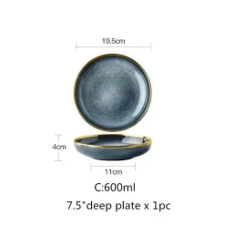 Keramikschalen-Set mit blauem Farbverlauf – elegante Ess- und Dessertteller