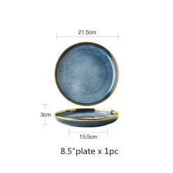 Keramikschalen-Set mit blauem Farbverlauf – elegante Ess- und Dessertteller