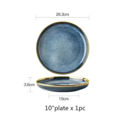 Keramikschalen-Set mit blauem Farbverlauf – elegante Ess- und Dessertteller