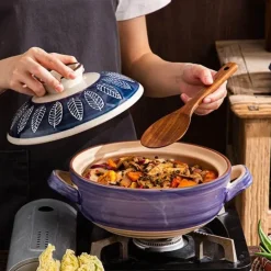 Keramik-Schmortopf – Hochtemperaturbeständiges Kochgeschirr mit Retro-Blumenmuster