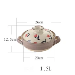 Keramik-Schmortopf – Hochtemperaturbeständiges Kochgeschirr mit Retro-Blumenmuster