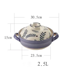 Keramik-Schmortopf – Hochtemperaturbeständiges Kochgeschirr mit Retro-Blumenmuster