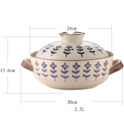 Keramik-Schmortopf – Hochtemperaturbeständiges Kochgeschirr mit Retro-Blumenmuster