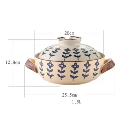 Keramik-Schmortopf – Hochtemperaturbeständiges Kochgeschirr mit Retro-Blumenmuster