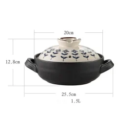 Keramik-Schmortopf – Hochtemperaturbeständiges Kochgeschirr mit Retro-Blumenmuster