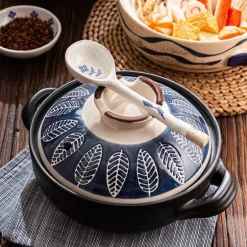 Keramik-Schmortopf – Hochtemperaturbeständiges Kochgeschirr mit Retro-Blumenmuster