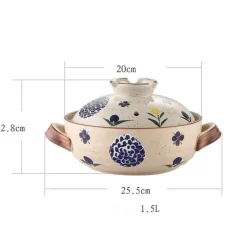 Keramik-Schmortopf – Hochtemperaturbeständiges Kochgeschirr mit Retro-Blumenmuster