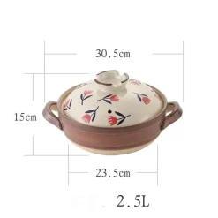 Keramik-Schmortopf – Hochtemperaturbeständiges Kochgeschirr mit Retro-Blumenmuster