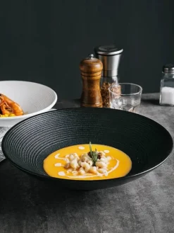 Keramik-Suppen- und Nudelschüssel-Set – Milchglasur, 4er-Set