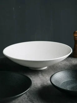 Keramik-Suppen- und Nudelschüssel-Set – Milchglasur, 4er-Set