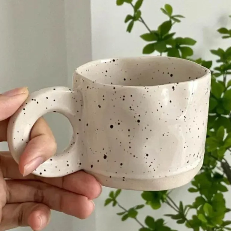 Keramiktasse im koreanischen Stil – Kaffeetasse mit Spritztinte