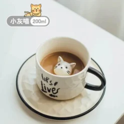 Keramiktasse mit Katzenkrallenmotiv, 200 ml