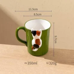 Keramiktasse mit Katzenmotiv – süße Kaffeetasse mit Klettertier