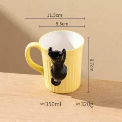 Keramiktasse mit Katzenmotiv – süße Kaffeetasse mit Klettertier