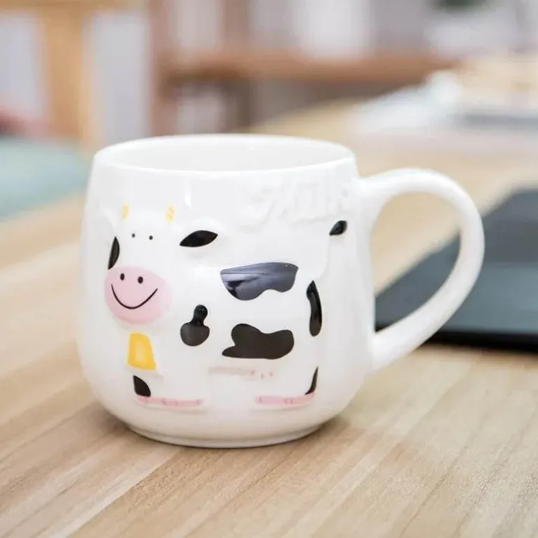 Keramiktasse mit Kuhmotiv – süße 3D-Tier-Kaffeetasse für Kinder und Erwachsene