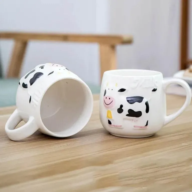 Keramiktasse mit Kuhmotiv – süße 3D-Tier-Kaffeetasse für Kinder und Erwachsene