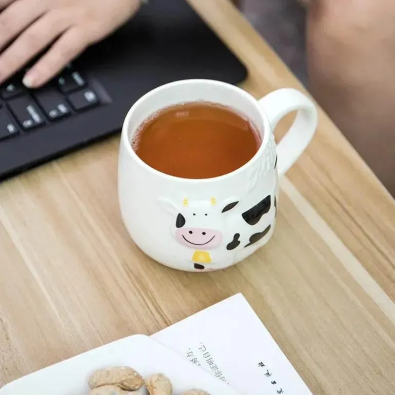 Keramiktasse mit Kuhmotiv – süße 3D-Tier-Kaffeetasse für Kinder und Erwachsene