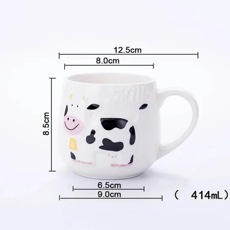 Keramiktasse mit Kuhmotiv – süße 3D-Tier-Kaffeetasse für Kinder und Erwachsene