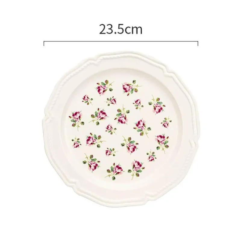 Keramikteller mit Rosenprägung – Elegantes Blumengeschirr